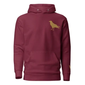 Embroidered Crow Hoodie (Maroon)